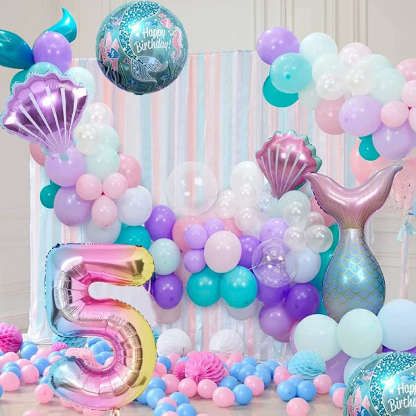 Sjöjungfru födelsedag dekoration sjöjungfru ballonger kit hav ballong sjöjungfru folie ballong sjöjungfru svans ballonger för flickor sjöjungfru fest