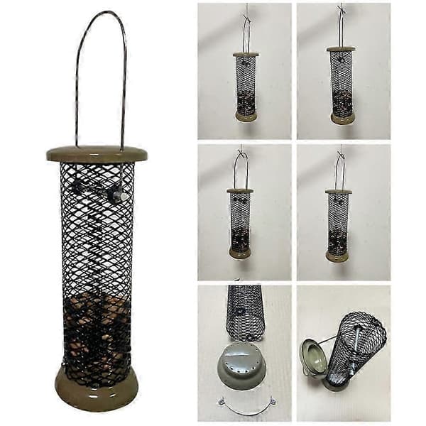 Udendørs Fuglefoderautomat Hængende Holder Metal Fuglefoderautomat Fuglemadsdispenser Udendørs Jern Fuglefoderautomat 3PCS