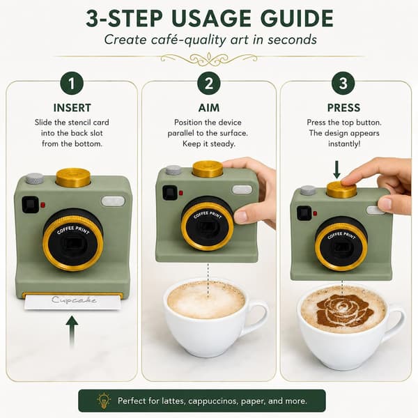 Portable Manual Latte Art Coffee Printer - 3D Foam Maker for Home Café White