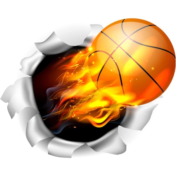 3D Basket Väggdekor Avtagbar Självhäftande Genombrott Fireball Väggdekor Flygande Basket Väggkonst