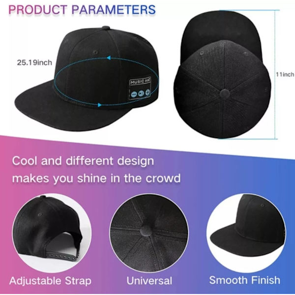 Hatt med Bluetooth-högtalare Bluetooth 5.0 Trådlös Smart Högtalare Basebollkeps för Män Kvinnor Utomhus Sport Fitness Huvudomkrets: 23.62 tum grå