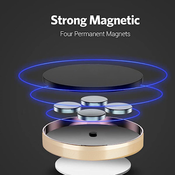 2 kpl Auton työpöydän magneettipuhelinteline - Pyöreä kulta