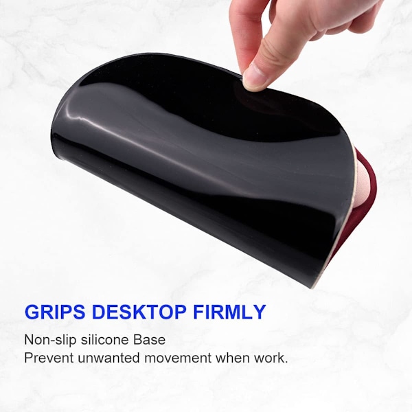Musematte med kattepote og håndleddstøtte, bærbar ergonomisk anti-skli spillmusematte for å lindre håndleddssmerter (10,7X7,7X1,1 tommer) (Rødvin Sakura)