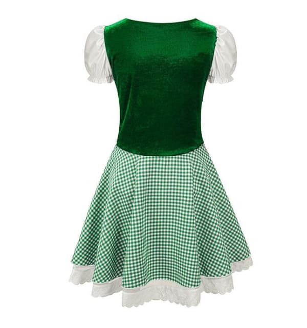 Oktoberfest-kostume til kvinder med snøring og ternet mønster, grøn Green L