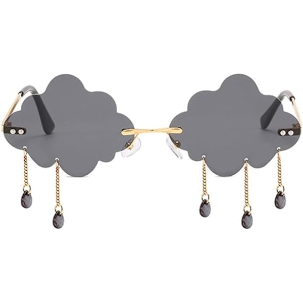 Ramløse Søte Solbriller For Kvinner Trendy Vintage Kreative 90-talls Solbriller Morsomme Sky Formet Disco Briller