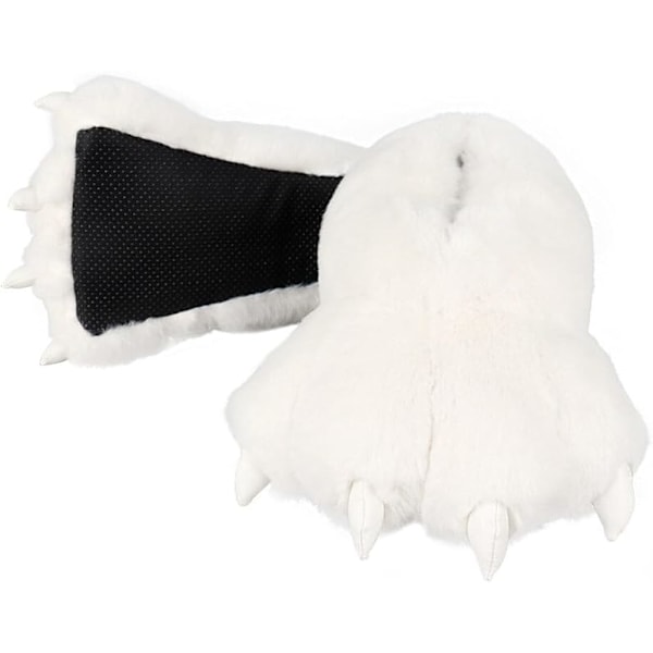 Vinter Djur Klo Skor Roliga Plysch Björn Tofflor Plysch Björnformade Klor Halkfria Tofflor Unisex Söta Kläder Hemmaskor white