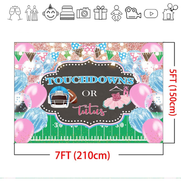 Touchdowns eller Tutus Kjønnsavsløring Bakgrunn Amerikansk Fotball Tema Kjønnsnøytral Fest Bakgrunn Baby Shower Banner Dekorasjon Bakgrunn 7x5ft