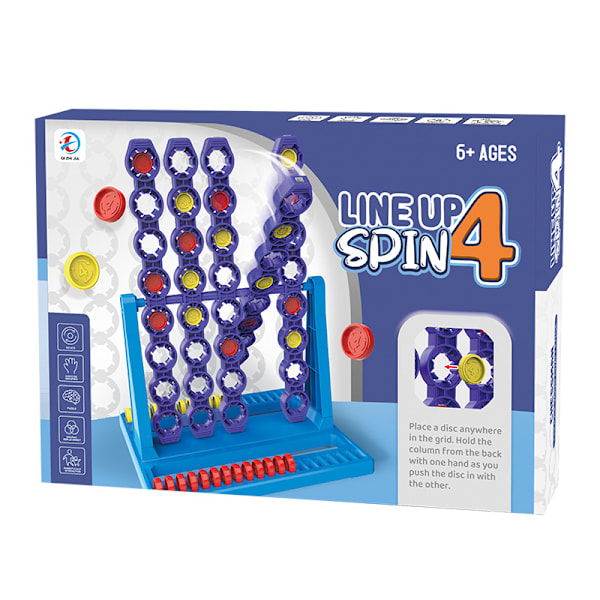 Connect 4 Spin Spillsett Tradisjonelt Familiemoro Brettspill Strategispill for Barn