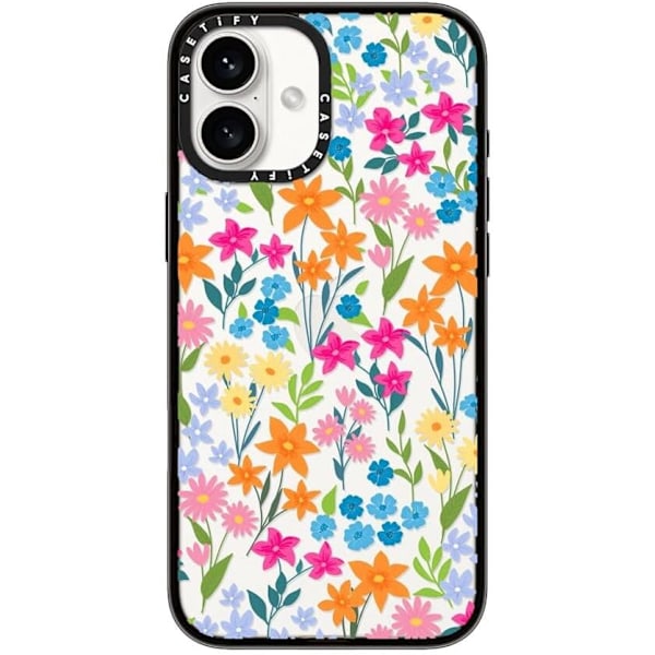 Kompakt iPhone 16 Pro Max Deksel [Lettvekt / 1,2 m 2X Militær Grad Fallbeskyttelse/Slank] - Kirsebær - Klar Svart Bright Spring Flowers iPhone 16 Plus