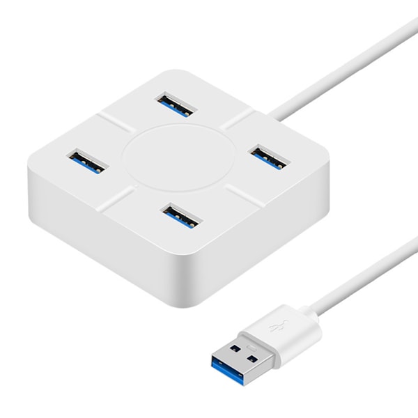 USB 3.0-hubb, Mini USB-hubb med 4 USB 3.0-portar kompatibel med MacBook, Mac Pro, Mac Mini, iMac, Surface Pro - Vit
