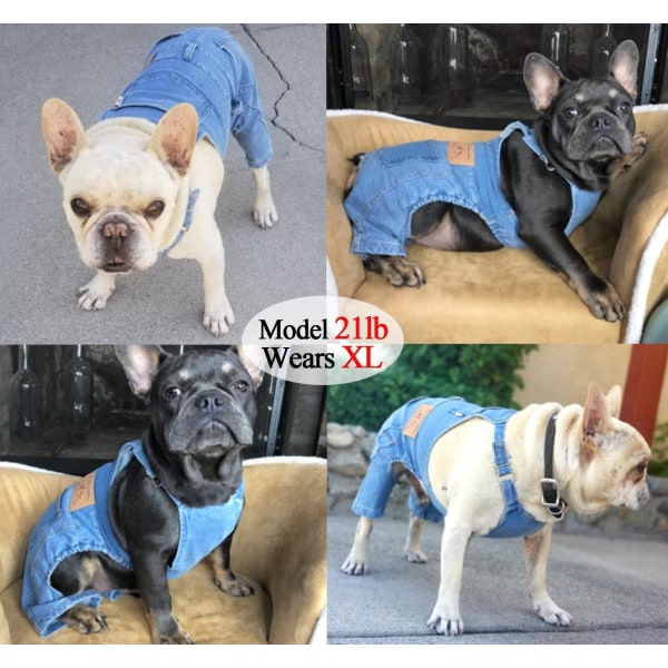 Hundskjortor Kläder Denim Overaller, Husdjursjeans Onesies Kläder, Mode Bekväma Blå Byxor Kläder för Hundar Katter Pojke Flicka (Blå, XX-Large）