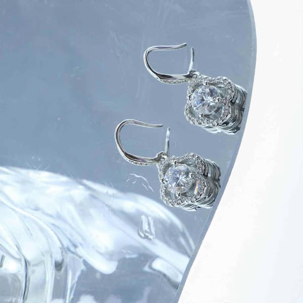 Sølv Hoop Loop Dangle Øreringe, Cubic Zirconia med Dangle Drop Ørering Smykker, til Kvinder Piger Kone Mor Datter