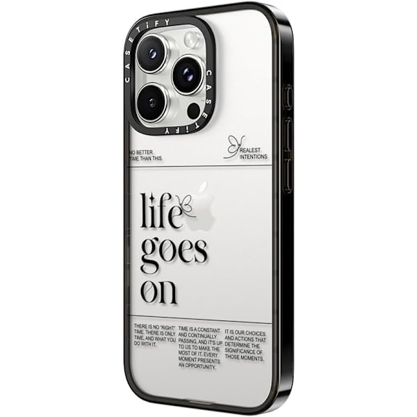 Kompakt iPhone 16 Pro Max Deksel [Lettvekt / 1,2 m 2X Militær Grad Fallbeskyttelse/Slank] - Kirsebær - Klar Svart Life Goes on iPhone 16 Pro Max