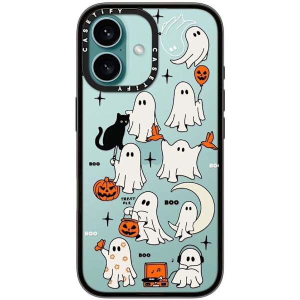 Kompakt iPhone 16 Pro Max Deksel [Lettvekt / 1,2 m 2X Militær Grad Fallbeskyttelse/Slank] - Kirsebær - Klar Svart Boo Things iPhone 16