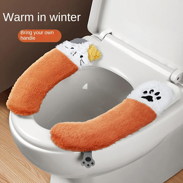 2 stk. plys toilet sædebetræk - Toilet sædebetræk skridsikkert, blødt, behageligt, vaskbart, nem installation.（Grå + Orange）
