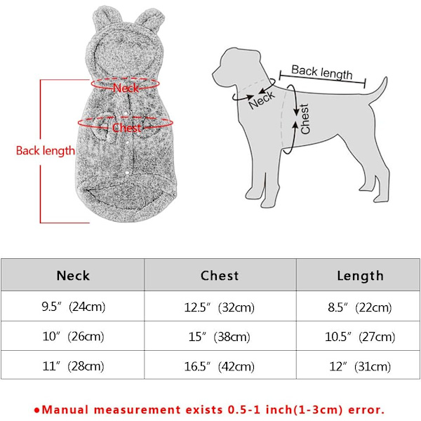 Vintervarme Små Hundepj'er til Hvalpe, Sød Kanin Design Pet PJS Jumpsuit, Blød Fleece Hoodie Tøj til Chihuahua Yorkie Puddel - Grå - S