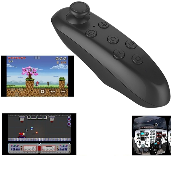 Hemma Liten Trådlös Bluetooth VR Fjärrkontroll Gamepad, Styr VR-videor, spel, selfies, mus, virtual reality-headset - Svart
