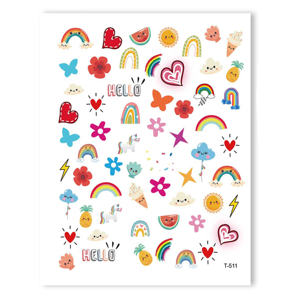 6PCS Nail Art Sticker with Adhesive-Rainbow Sticker T-511make up