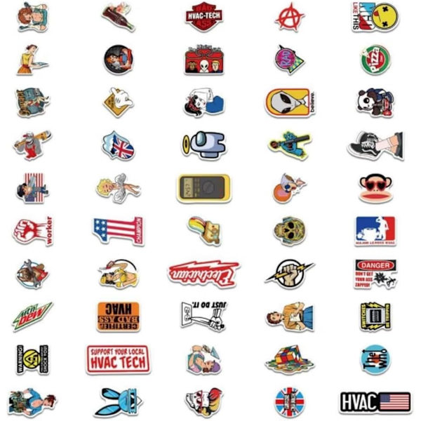 100 stk. Cartoon Stickers Vandtætte Stickers