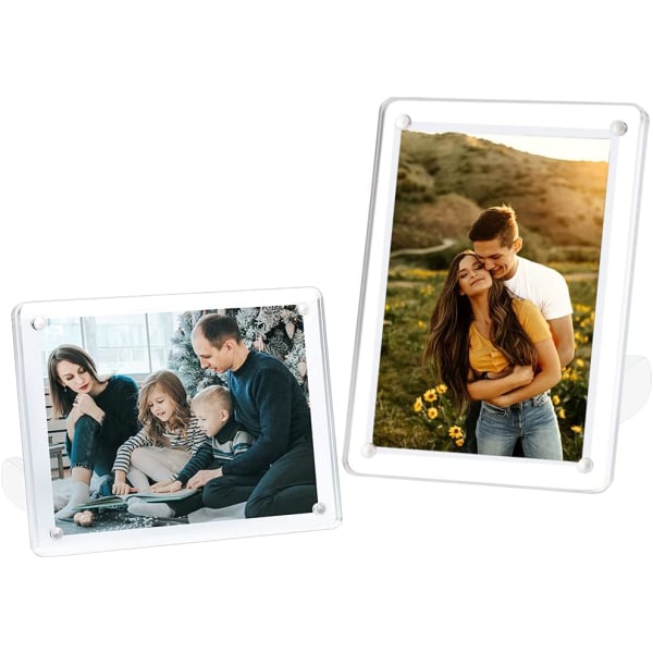 Minimalist Picture Frame Acrylic Glass Photo Frame with Magnetic Desktop Display Horizontally or Vertically-6in [175*125mm] with [152*102mm] inside.