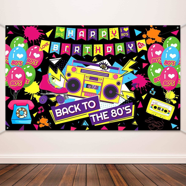 80-luvun juhlan koristelu takaisin 80-luvun teeman banneri 80-luvun tausta Hip Hop valokuva tausta 80-luvun syntymäpäivän koristeluun Retro-juhlatarvikkeet