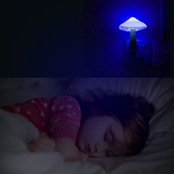 Set med 2 sensor LED nattljus Plug-in magisk svamp nattljus söt vuxen nattljus sovrum, badrum, toalett, hall, trappa, kök blå