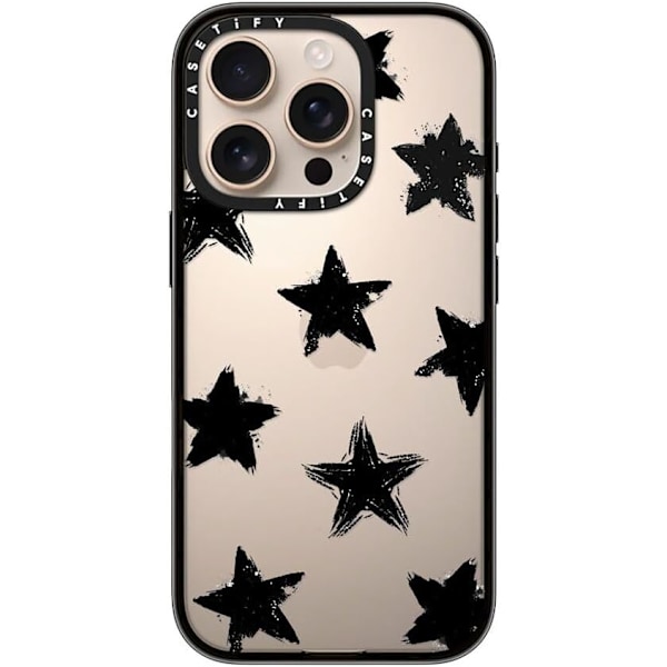 Kompakt iPhone 16 Pro Max Deksel [Lettvekt / 1,2 m 2X Militær Grad Fallbeskyttelse/Slank] - Kirsebær - Klar Svart Star Marks iPhone 16 Pro