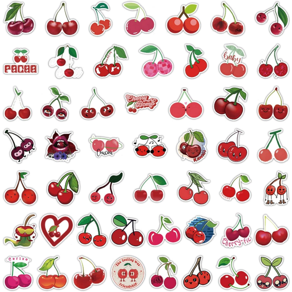 100 st Cartoon Cherry Stickers för Laptop Mobiltelefon Vattenflaska Skateboard Bagage Bil Stötfångare WJKT