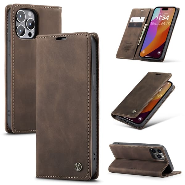 CaseMe Slim Wallet Case iPhone 16 Pro Max Brun