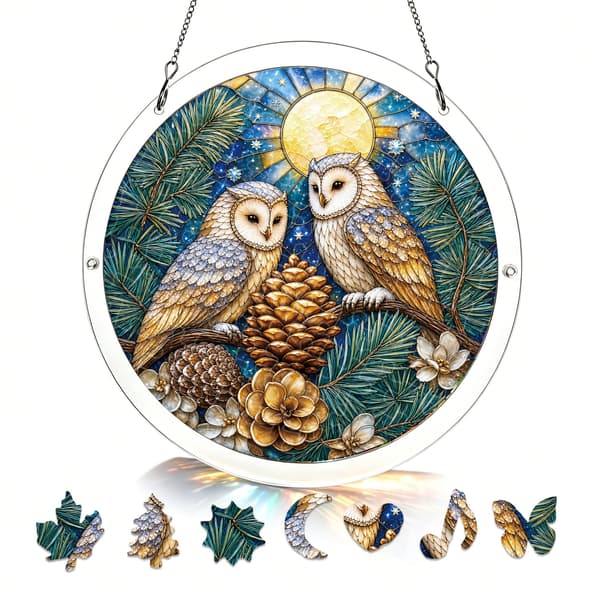 Owl Acrylic Puzzle Suncatcher, 83 Pieces DIY Window Decor