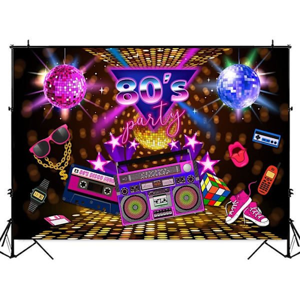 80-luvun juhlatausta Disko-teema Retro-tyyli Valokuvaustausta 80-luvun syntymäpäivätausta 1980-luvun neon 80-luvun valokuvausrekvisiitta (7x5FT/2.1x1.5m)