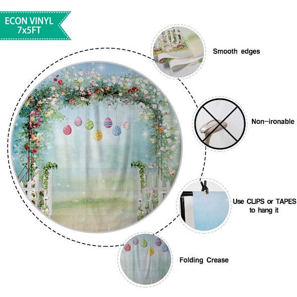 Vår påskblommig bakgrundsbild kanin färgglada ägg staket morot väggdekor bakgrund 7x5ft kanin gräsmark babyshower fotobanner