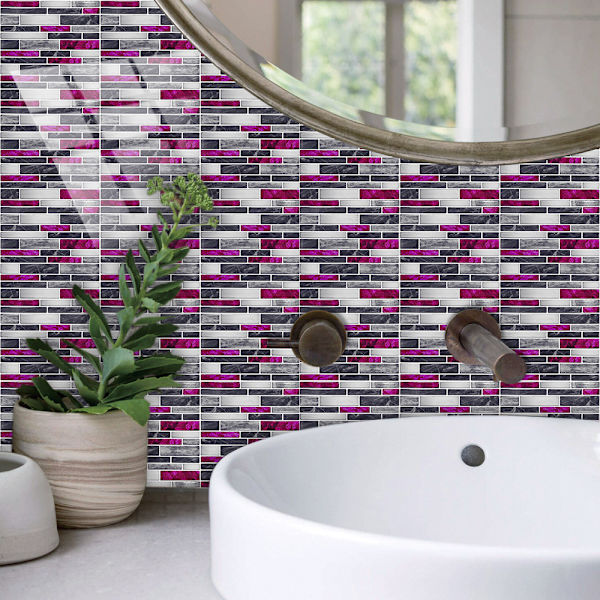 15 cm seinäkoriste kotiin, itseliimautuvat mosaiikkilaatat kylpyhuoneeseen ja keittiöön, 30 kpl Style 3