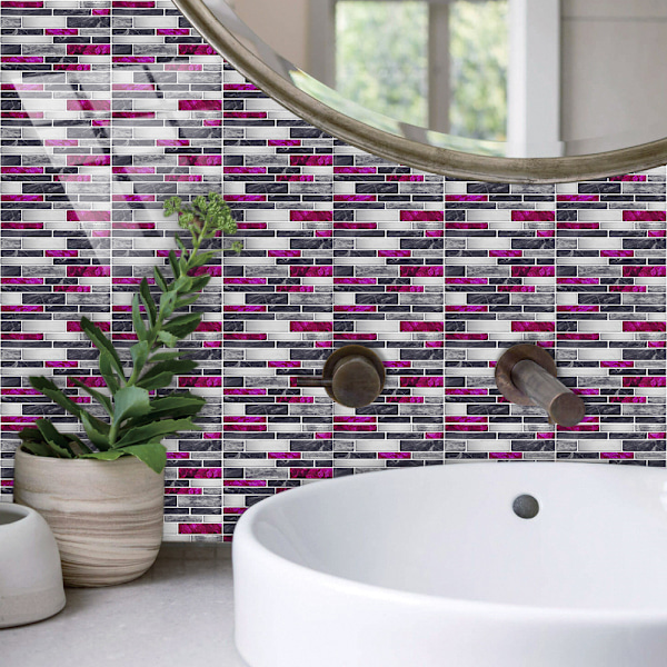15 cm vægdekoration til hjemmet - selvklæbende mosaikflise stickers til badeværelse og køkken - 30 stk Style 3