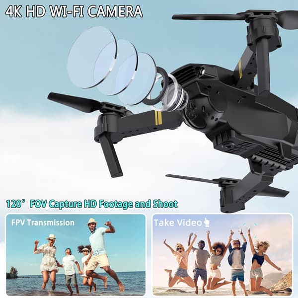 Drone with Camera for Adults 4K 1080P 3 Batteries Foldable Mini Drone with Camera, Altitude Hold, One-Key Takeoff/Landing, 3 Speed Modes, 3D