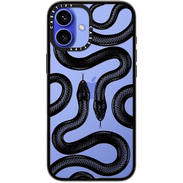 Kompakt iPhone 16 Pro Max Deksel [Lettvekt / 1,2 m 2X Militær Grad Fallbeskyttelse/Slank] - Kirsebær - Klar Svart Black Kingsnake iPhone 16 Plus