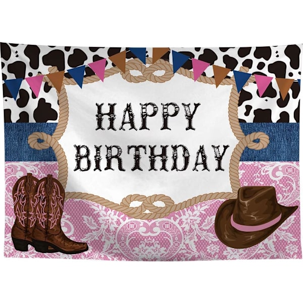 8X6ft Vesten Cowboy Cowgirl Tema Fødselsdagsfest Baggrund Vild Vesten Rodeo Cowboy Baggrund Ko Bunting Fest Invitation Dekoration Banner