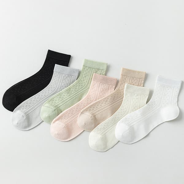 Mulberry Silk Ankle Socks 7-pack - Seamless No-Show for Everyday and Training, Breathable Antibacterial Non-Slip Thin Mesh