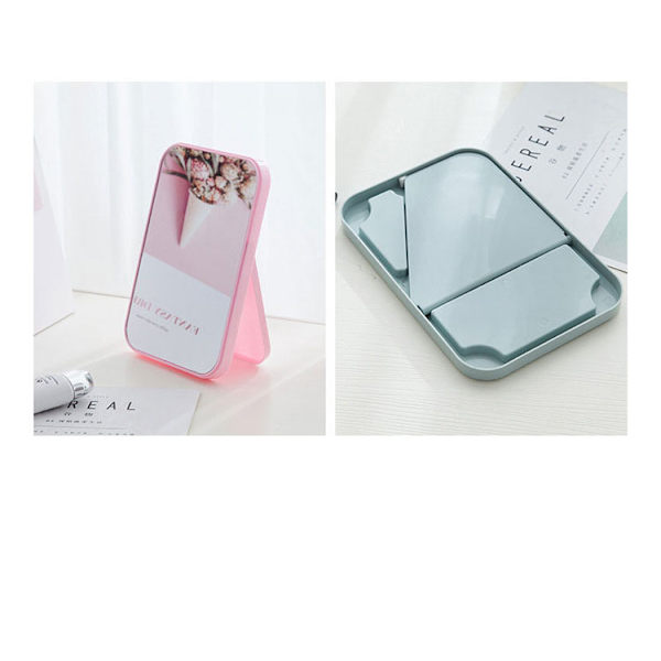 Høydefinisjons sammenleggbar sminke speil, bærbar, sminke speil firkantet, sovesal studenter skrivebord lite speil.-Stor (20*14cm)-off-white