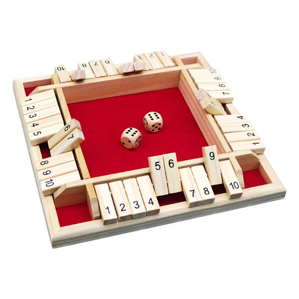 Deluxe 4-spelare Shut The Box Träfålla Klassiskt Tärningsspel red