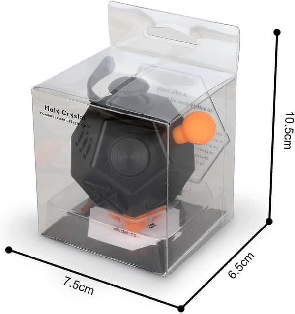 Terning Fidget Legetøj Terning Stressaflastende Fidget Angstlindrende Legetøj 12 Sider Dekompression Sensorisk Fingerlegetøj til Voksne Børn (Sort-orange)