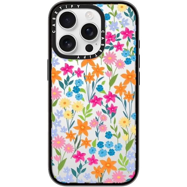 Kompakt iPhone 16 Pro Max Deksel [Lettvekt / 1,2 m 2X Militær Grad Fallbeskyttelse/Slank] - Kirsebær - Klar Svart Bright Spring Flowers iPhone 16 Pro