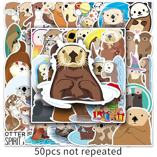 Dyr Otter Stickers - 50 stk. Tegnefilm Vandafvisende Dekaler DIY til Festtilbehør PVC Dekoration til Laptop Guitar Gave til Teenagere Familier Venner