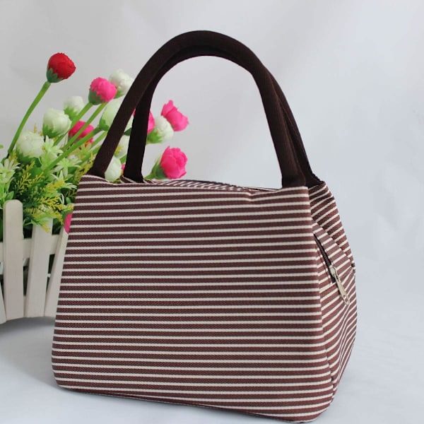 Lunchväska för kontor Lunch Cooler med dragkedja Fällbar Lunch Tote Bag, Återanvändbar Lunchhållare Isolerad Lunchbehållare Picknickväska-Brun 1PCS