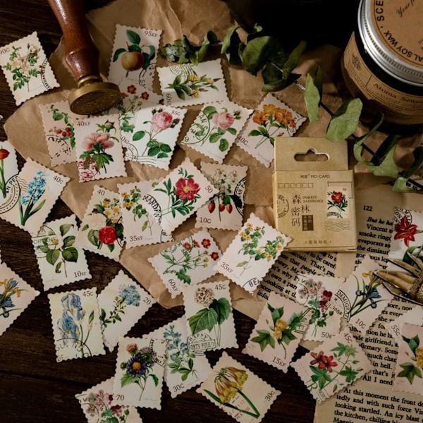 Scrapbook-tarrat 2 laatikkoa/90 kpl, DIY-koristelutiivistys tarrat albumiin, vesipulloihin, lahjalaatikkoihin, muistikirjoihin, kalentereihin ja päiväkirjoihin - Metsäkukka