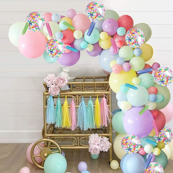 Pastelfarvet ballonbue-sæt, 110 stk. Macaron-farvede regnbue-festballoner til baby shower- og fødselsdagsfestdekorationer