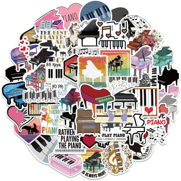 100 st piano musikinstrument dekaler, vinyl vattentäta inspirerande klistermärken för vattenflaskor, bärbar dator, bagage, telefon, dator, skateboard, bildekal