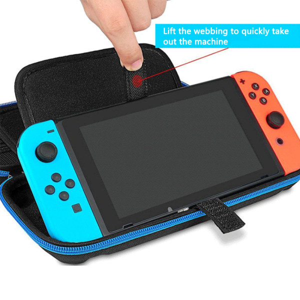 Fyrhörnigt skyddsväska för spelkonsol förvaringsväska Gamepad Switch Console - svart väska med blå dragkedja