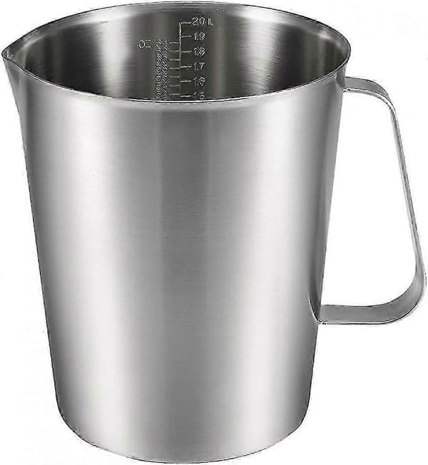 2000 ml 304 Målekop i rustfrit stål med håndtag til flydende og tørre ingredienser