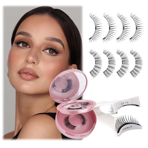 Magnetic Eyelashes, Fluffy Glue-Free False Eyelashes with Applicator, Quick Application and Removal for Beginners and Professionals 2 Pairs